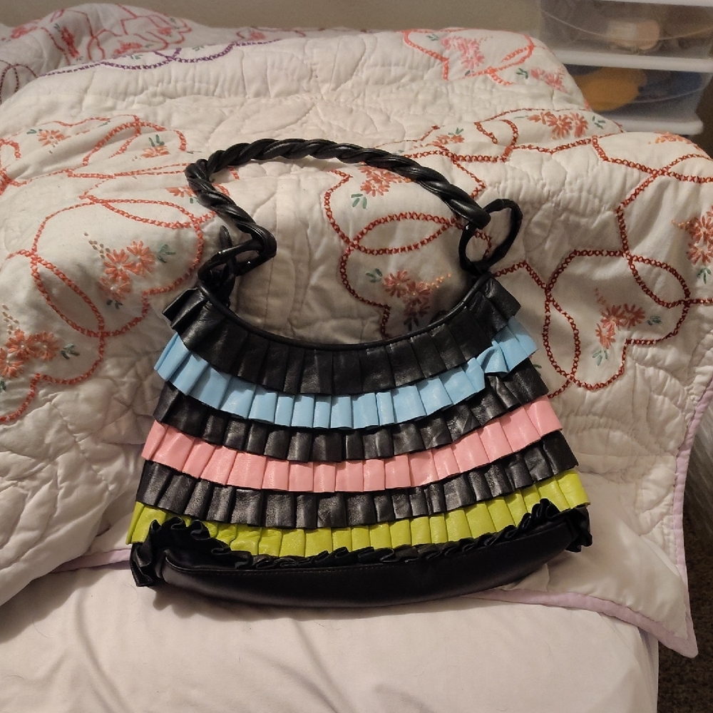 Colorful Pleated Shoulder Bag
